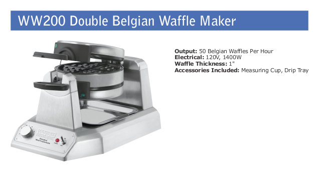 Waring WMB400X Mini Belgian Waffle Maker, 120V